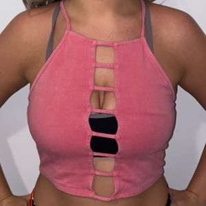 pink cropped tank